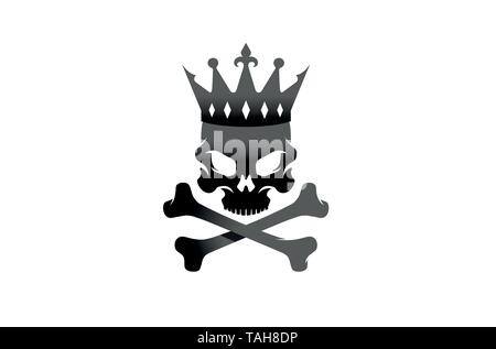 Kreative Schwarz Skelett Knochen Crown King Skull Design Vector Illustration Stock Vektor