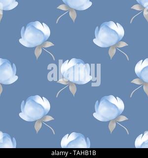 Nahtlose Muster mit Frühling Blumen. Blue Floral background Stockfoto