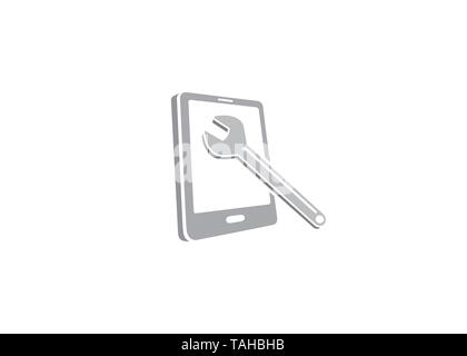 Smartphone Handy Reparatur Schraubenschlüssel Logo Stock Vektor