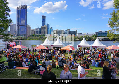 BRISBANE, Australien-22 Jul 2018 - Ansicht der regionalen Aromen Essen und Wein Festival in South Bank, in der Innenstadt von Brisbane, im Juli 2018. Stockfoto