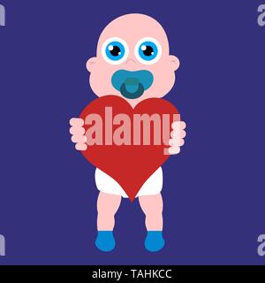 Baby Boy mit Herz. Vektor illustration Stock Vektor