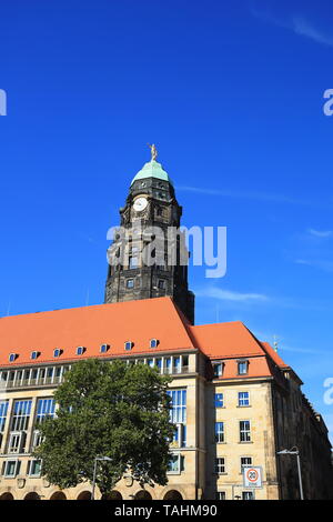 Dresden ist eine Stadt in Sachsen, mit vielen historischen Sehenswürdigkeiten Stockfoto