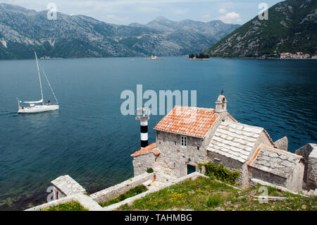 Malerische Aussicht auf die Bucht von Kotor, Perast, Montenegro Stockfoto