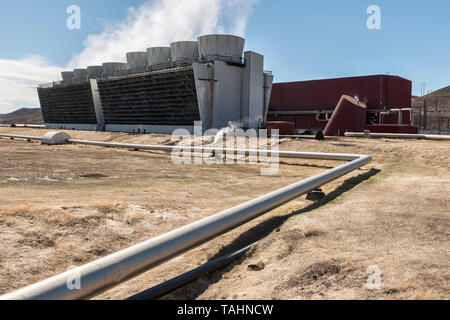 Der krafla Geothermie-Kraftwerke in der Nähe von Mývatn im Nordosten Islands. Es produziert 60 MW Leistung, und ist die größte Anlage im Land Stockfoto