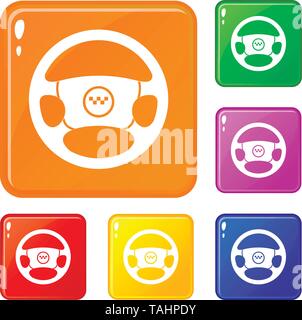 Lenkrad von Taxi Icons Set Vector Farbe Stock Vektor