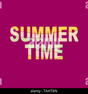 Sommer Banner mit Papier ausgeschnittenen Text Vector Illustration auf rosa Hintergrund Stock Vektor