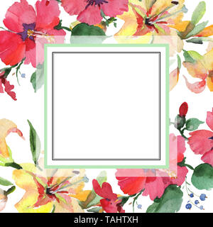 Blumenstrauß Blumen botanischen Blumen. Wild Federblatt wildflower isoliert. Aquarell Hintergrund Abbildung. Aquarell Zeichnung mode Aquarelle Stockfoto