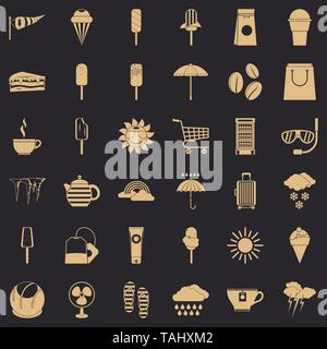 Teebeutel Symbole gesetzt, einfachen Stil Stock Vektor