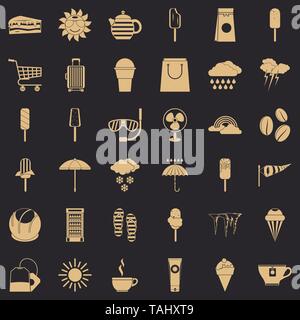 Blitz Symbole gesetzt, einfachen Stil Stock Vektor