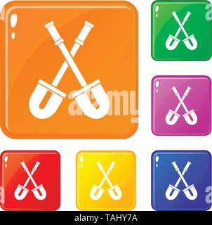 Schaufeln Icons Set Vector Farbe Stock Vektor