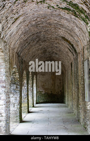 Kreuzgang an Aberglasney Gardens, Carmarthenshire, Wales, Großbritannien Stockfoto