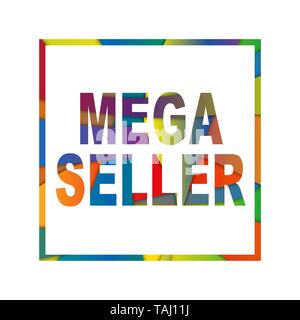 Papier schneiden Buchstaben mega Verkäufer. Realistische 3D-Multi Layer papercut Wirkung auf weißem Hintergrund. Stock Vektor