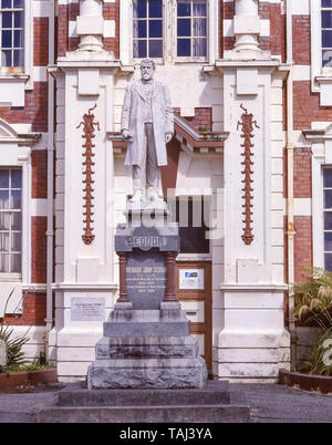 Der ehemalige Premierminister Richard John seddon Statue, Weld Street, Hokitika, West Coast Region, Südinsel, Neuseeland Stockfoto