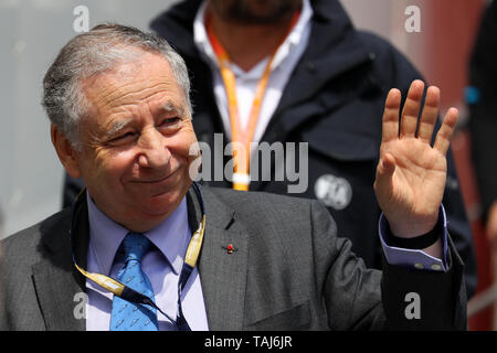 Monte Carlo, Monaco. 25 Mai, 2019. Präsident der Federation Internationale de l'Automobile (FIA) Jean Todt im Fahrerlager während des F1 Grand Prix von Monaco Quelle: Marco Canoniero/Alamy leben Nachrichten Stockfoto