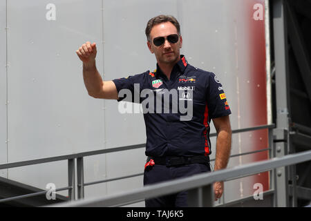 Monte Carlo, Monaco. 25 Mai, 2019. Red Bull Racing Teamchef Christian Horner im Fahrerlager während des F1 Grand Prix von Monaco. Credit: Marco Canoniero/Alamy leben Nachrichten Stockfoto