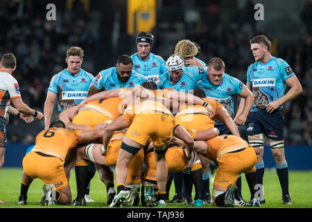 Sydney, Australien. 25 Mai, 2019. Scrum während des Super Rugby-spiel zwischen Waratahs und Jaguares an Bankwest Stadion, Sydney, Australien, am 25. Mai 2019. Foto von Peter Dovgan. Nur die redaktionelle Nutzung, eine Lizenz für die gewerbliche Nutzung erforderlich. Keine Verwendung in Wetten, Spiele oder einer einzelnen Verein/Liga/player Publikationen. Credit: UK Sport Pics Ltd/Alamy leben Nachrichten Stockfoto