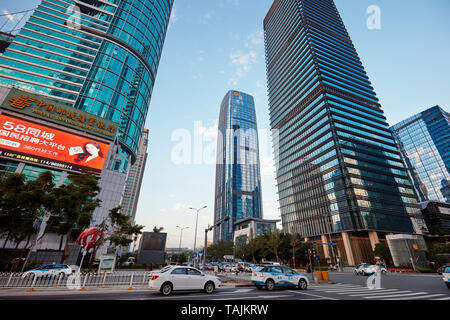 Wolkenkratzer in Futian Central Business District. Shenzhen, Guangdong Province, China. Stockfoto