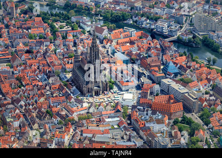 Ulm, Deutschland. Die Ulmer Münster Ulmer Münster, einer lutherischen Tempel und höchsten Kirchturm der Welt Stockfoto