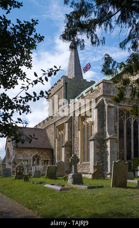 Der hl. Jungfrau Maria Kirche, Braintree Road, Great Bardfield, Essex England UK April 2019 Stockfoto