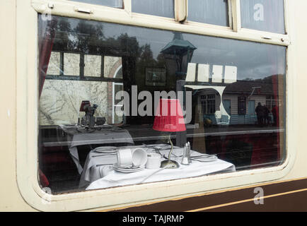 Pullman Speisewagen bei Grosmont Station. North York Moors Railway. North Yorkshire, England. Großbritannien Stockfoto