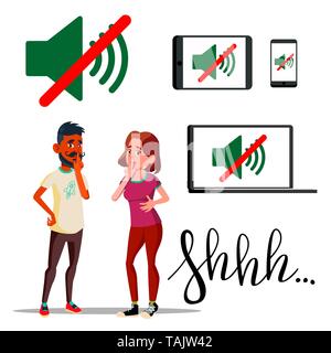 Zeichen der Mann und die Frau fragte leise Vektor Stock Vektor