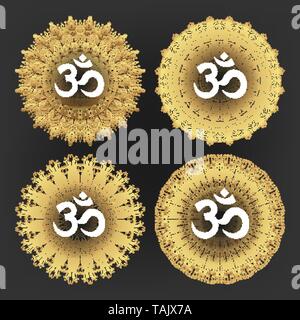 Aum Symbol der hinduistischen Gottheit Gott Shiva Set Vektor Stock Vektor