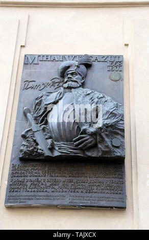 Michael der Tapfere Gedenktafel an der Wand der rumänischen Botschaft in Prag Stockfoto