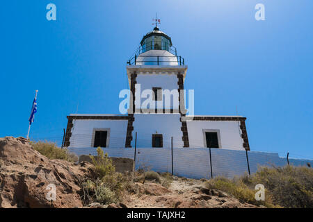 Faros Akrotiri auf Santorini Griechenland Stockfoto