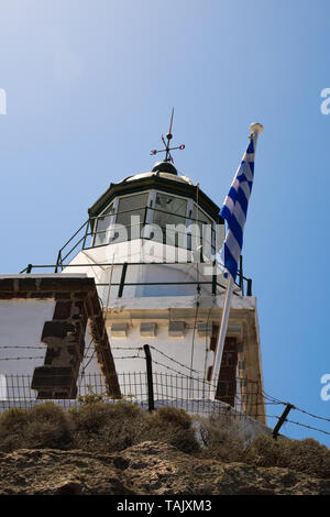 Faros Akrotiri auf Santorini Griechenland Stockfoto