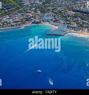 Birdview der Hafen von Saint-Gilles-les-Bains, La Reunion Stockfoto