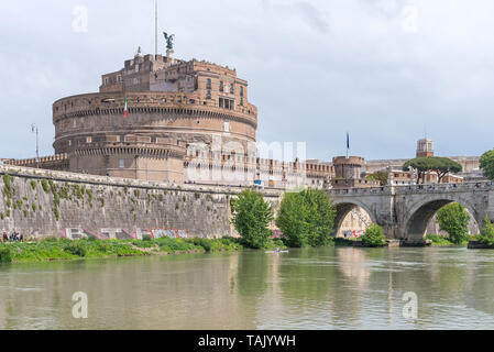 Blick auf Sant'Angelo Castel-Fluss Tevere - Rom - Italien Stockfoto