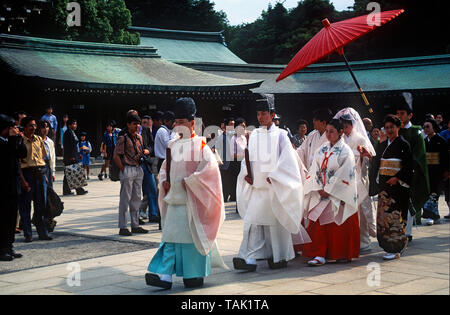 Japanische Hochzeit Prozession, Meiji Schrein, Tokio, Japan Stockfoto