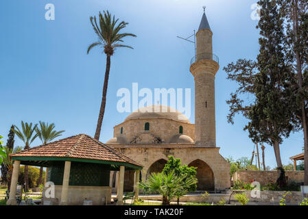 Hala Sultan Tekke muslimischen Heiligtum Moschee in der Nähe des Salt Lake von Larnaca entfernt. Zypern Stockfoto