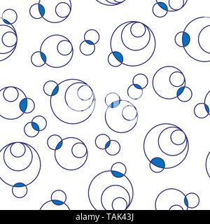 Nahtlose Muster mit sich überlappenden und sich überschneidende Kreise. Blau. Ideal für Textilien, Verpackung, Papier drucken, einfache Hintergründe und Texturen. Stock Vektor