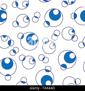 Nahtlose Muster mit sich überlappenden und sich überschneidende Kreise. Blau. Ideal für Textilien, Verpackung, Papier drucken, einfache Hintergründe und Texturen. Stock Vektor