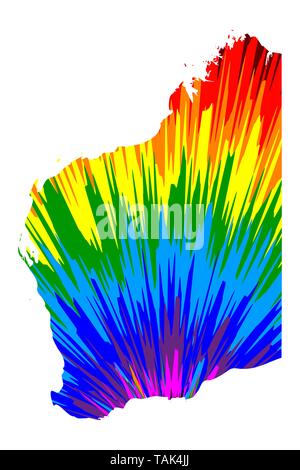 Western Australia (die australischen Bundesstaaten und Territorien, WA) Karte Regenbogen abstrakte farbenfrohe Muster konzipiert ist, Western Australien Karte aus Farbe explo Stock Vektor