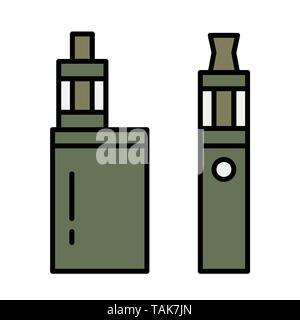 Vape pen. Vaping box. E-Zigarette für VAPING. Isolierte Vector Illustration auf weißem Hintergrund. Stock Vektor