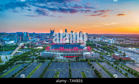 Nashville, Tennessee, USA Downtown Skyline Luftbild. Stockfoto