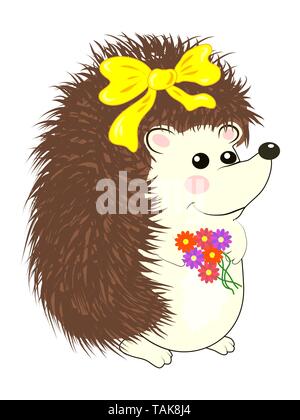 Coole kleine graue Igel im Comic-stil tragen. cartoon Emoticon Muster Spielzeug. Stock Vektor