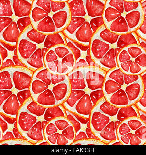 Nahtlose Muster mit Grapefruit. Tropische erfrischend exotisch. Sommer Konzept. Aquarell Illustrationen. Stockfoto