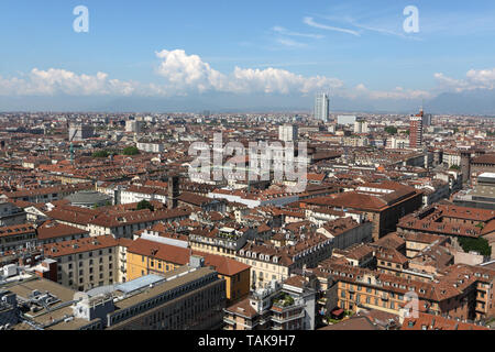 Blick auf Turin von der Spitze der Mole Antonelliana, Turin, Italien Stockfoto