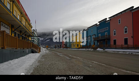 5Th Avenue im historischen gold-mining Town von Dawson City, Yukon, Kanada Stockfoto