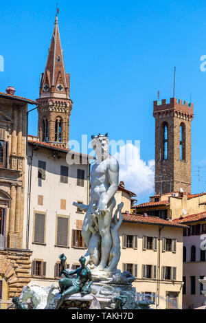 Der Brunnen von Neptun, auch bekannt als Piazza oder das biancone, ist ein Brunnen in Florenz erstellt von Bartolomeo Ammannati, in Piazza della entfernt Stockfoto