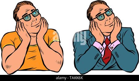 Satz von Träumen Mann, Geschäftsmann und lässig. Pop Art retro Vektor illustration Vintage kitsch Stock Vektor