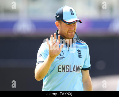 SOUTHAMPTON, England. 25. MAI 2019: Liam Dawson von England während des England v Australia, ICC Cricket World Cup warm up übereinstimmen, an der Ageas Schüssel, Southampton, England. Stockfoto