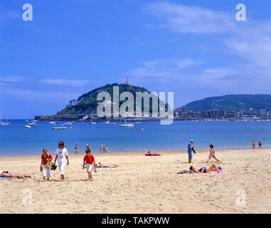 La Concha Strand, Bahia de La Concha, San Sebastian (Donostia), Baskenland (Pai-s Vasco), Spanien Stockfoto