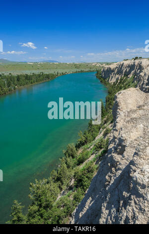 Täuschungen aus Gletscherablagerungen oberhalb des flathead River in der Nähe von Ronan, Montana Stockfoto