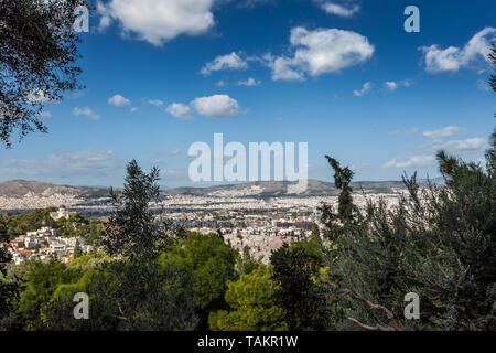 Panorama der Stadt von Athen, von der Akropolis, Griechenland gesehen Stockfoto