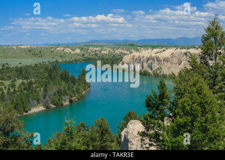 Täuschungen aus Gletscherablagerungen oberhalb des flathead River in der Nähe von Ronan, Montana Stockfoto