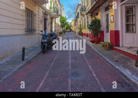 Straße im historischen Stadtteil Plaka, Athens, Griechenland Stockfoto